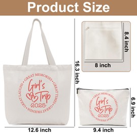 Girls Trip Gifts Favors, 2025 Travel Tote Bag & Makeup Bag, Vacation Weekender Bags for Women Bestie Sister, Girls Weekend Gifts Bachelorette Party Friendship Gifts Shopping Bags Cosmetic Bag