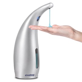 Greatmay Adjustable Automatic Soap Dispenser Touchless, 4 Adjustable Levels Touchless Sensor Liquid Soap Pump，300ml Rechargeable Magnetic Charging Hand Soap Dispenser for Kitchen，Bathroom