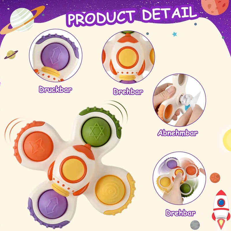 Hand Spinner Baby Bath Toy 0 Years Old with Suction