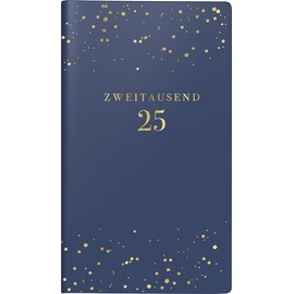 rido/idé Pocket Calendar Model Pocket Planner Int. (2025) "Starry Night", 2 Pages = 1 Week, A6, 144 Pages, Faux Leather Cover, Flexible, Dark Blue
