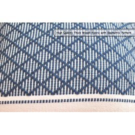 Boho Throw Pillow Covers with Tassels Navy Blue 16x16 inches Set of 2 Checkered Geometric Pattern/Decorative Square Pillow Covers for Couch Sofa Indoor Outdoor/Farmhouse Accent Pillow Cases