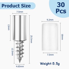 Shelf Brackets, Pack of 30, Shelf Holder with Rubber Protection, Self-Tapping Screw Shelf Brackets, Shelf Holder for Cupboard, Bookcase, Wardrobe, Furniture