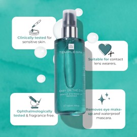 TEMPLESPA | EASY ON THE EYE | Gentle & Effective Fragrance-Free Eye Make-Up Remover, Botanical Extracts to Refreshes, Revitalise & Soothe, Natural Ingredients, Cruelty-Free, Vegan, 5.0 fl.oz