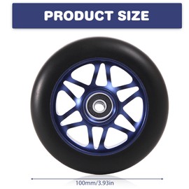 Pack of 2 100 mm Stunt Scooter Wheels, Scooter Tyres Replacement Wheels 88A with ABEC-9 Bearings Scooter Replacement Wheels Aluminium Alloy Rims E-Scooter Wheels Accessories Compatible with Most Stunt