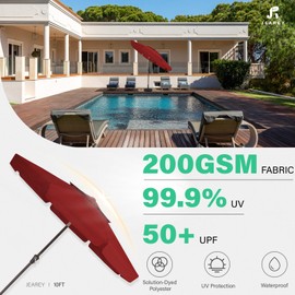 JEAREY 10' 2-Tiers Patio Umbrellas Outdoor Market Table Umbrella w/Push Button Tilt/Crank, 8 Sturdy Ribs, UV Protection Waterproof Sunproof(Red)