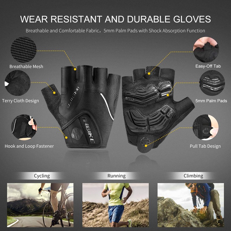 INBIKE Bike Bicycle Gloves 5mm Gel Pad Half Finger Cycling