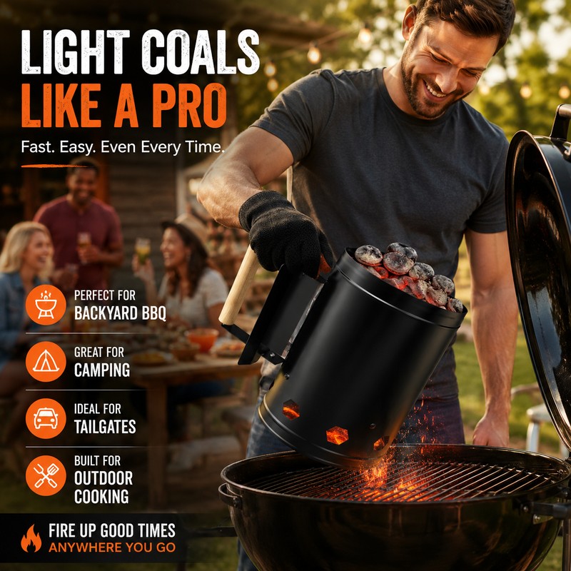Charcoal Chimney Starter for Outdoor Grilling – Rapid Metal BBQ