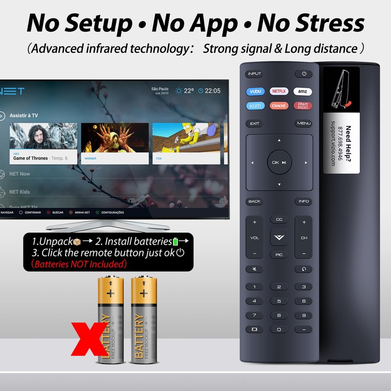 XRT136 New Universal Replace for Vizio Smart TV Remote, for