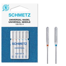 SCHMETZ Sewing machine needles: 5 universal needles, needle thickness 80/10-90/14, assorted, 130/705 H, can be used on any standard household sewing machine.