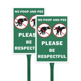 ZKflager 2 Pack No Poop And Pee Please Be Respectful Dog Signs For Yard Lawn Puppy Signs Garden Outside Decor 12"x8" Rustproof 48 mil Aluminum With Metal Stake 17.5"