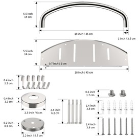 Polished Chrome Safety Grab Bar 18-inch with Storage Shelf for Bathtub or Shower, Drainage Holes, Stainless Steel, Wall Mounted Grab Bars for Elderly Injured Balance Support