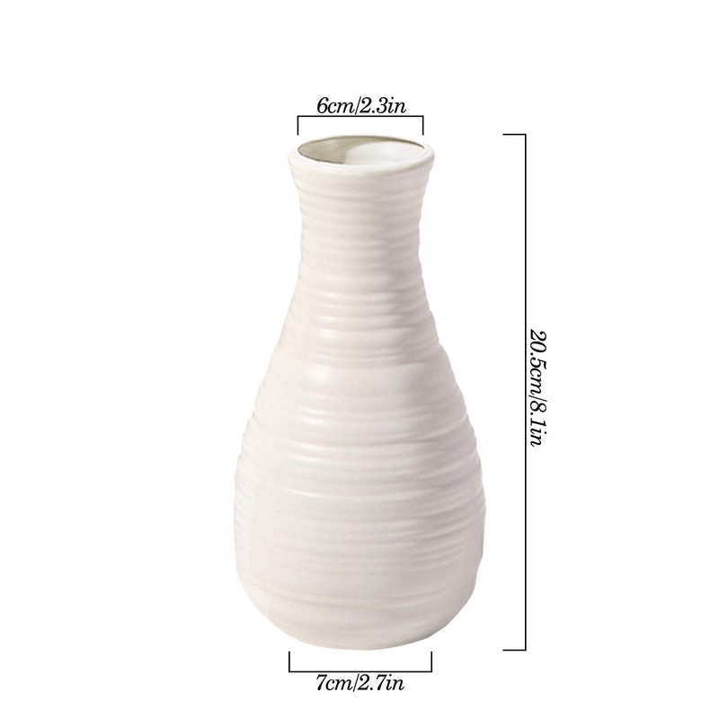 Unbreakable Vase for Flowers, Ceramic Look Plastic Vase for Home