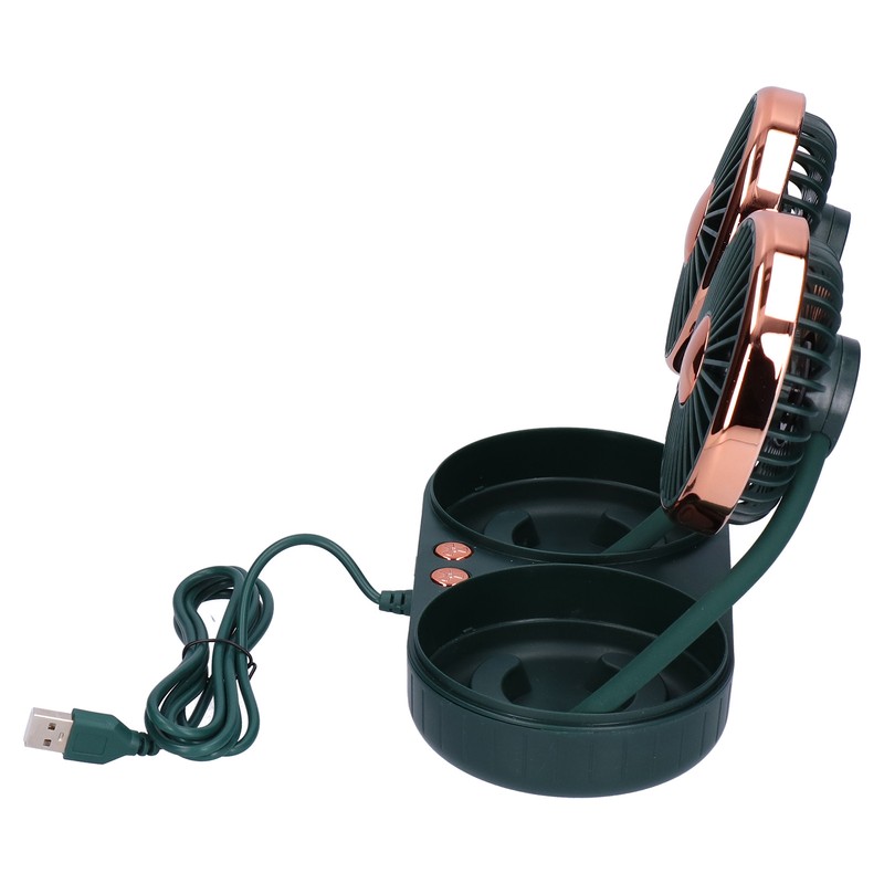 Car Fan 360° Rotatable 3 Speed DualHead USB Powered Mini