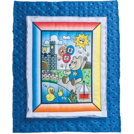 All Inclusive Baby Quilt Kit, Boy Bear w/ blue super soft Cuddle Dimple