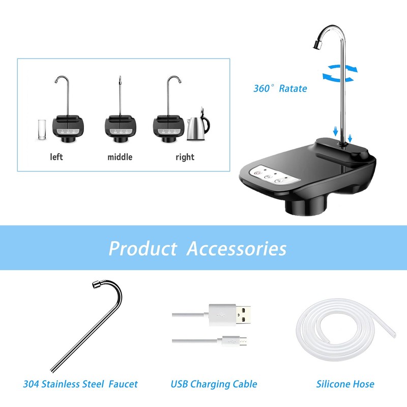 Black Drinking Water Dispenser Pump, Automatic Electric Drinking Water Pump