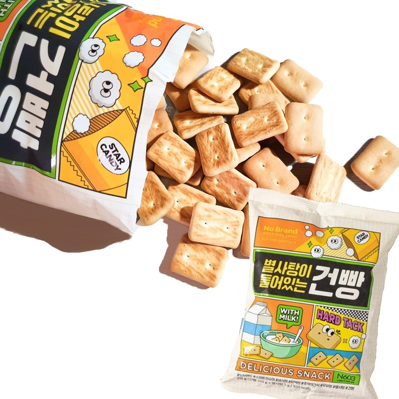 Korean Army Biscuits (Gun-bbang Geon-ppang) Hardtack Barley Snack with star
