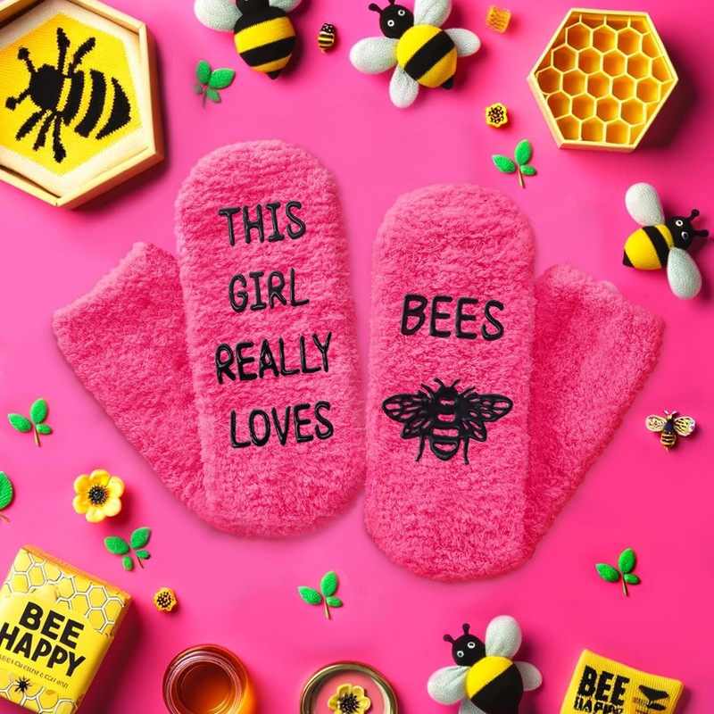HAPPYPOP Funny Fuzzy Bee Socks Bumble Bee Gifts, Honey Bee
