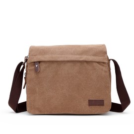 Sechunk Vintage Style Small Canvas Shoulder Bag for Men & Women, for Outdoor, Camping, Travel, Work, Daily Use, G_Coffee