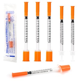 1/2ml 31ga 6 mm (1/4") Lab Syringe U-100 Disposable Dispensing Supplies, Measuring for Liquid Individually Sealed Packaging (Pack of 20)