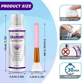 Yunnuo Diamond Painting Sealer 120ML, Diamond Art Glue Sealer with Silicone Brush, 5D Diamond Painting Glue Accessories for Adult, Suitable for Gem Art Painting,Coaster,Puzzles, Diamond Mirror(4OZ)