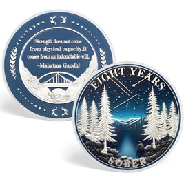 ACGZQY 8 Years Sobriety Coin - Star Forest, Reborn from the Storm, AA Chip & Medal, Sober Token, Gift for Alcoholics Anonymous