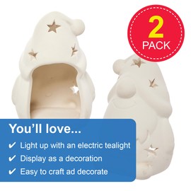 Baker Ross FN319 Gonk Ceramic Tealight Holders - Pack of 2, Christmas Crafts for Kids, Ceramic Painting