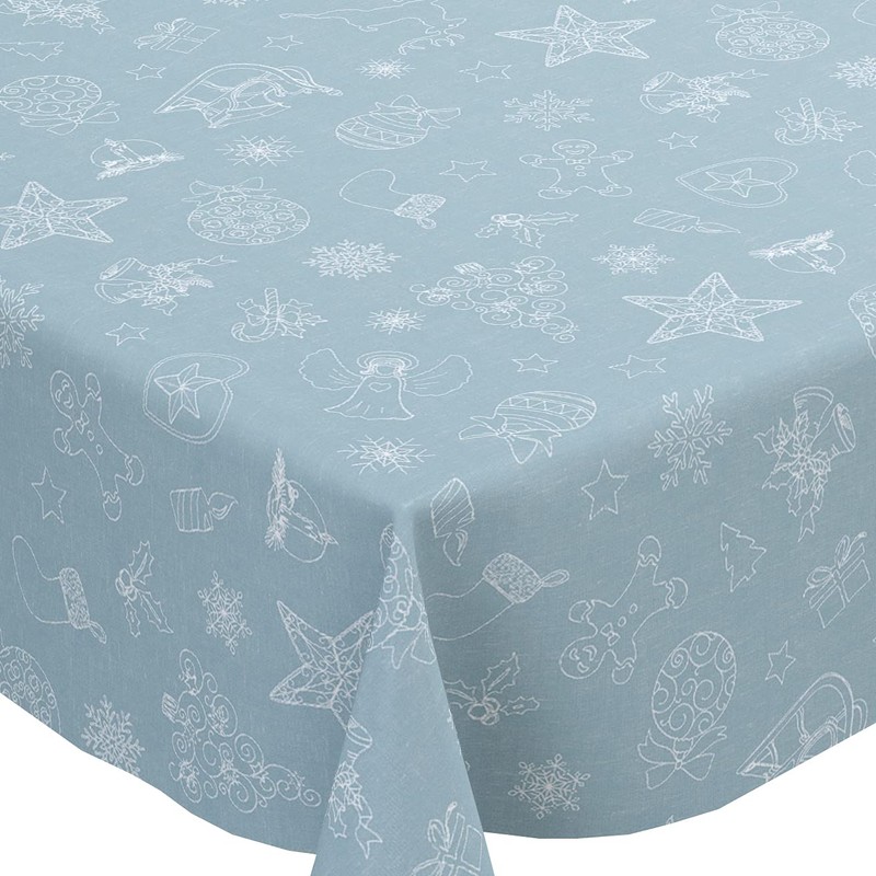 Karina Home Christmas Festive Linen Look PVC Wipe Clean Tablecloth