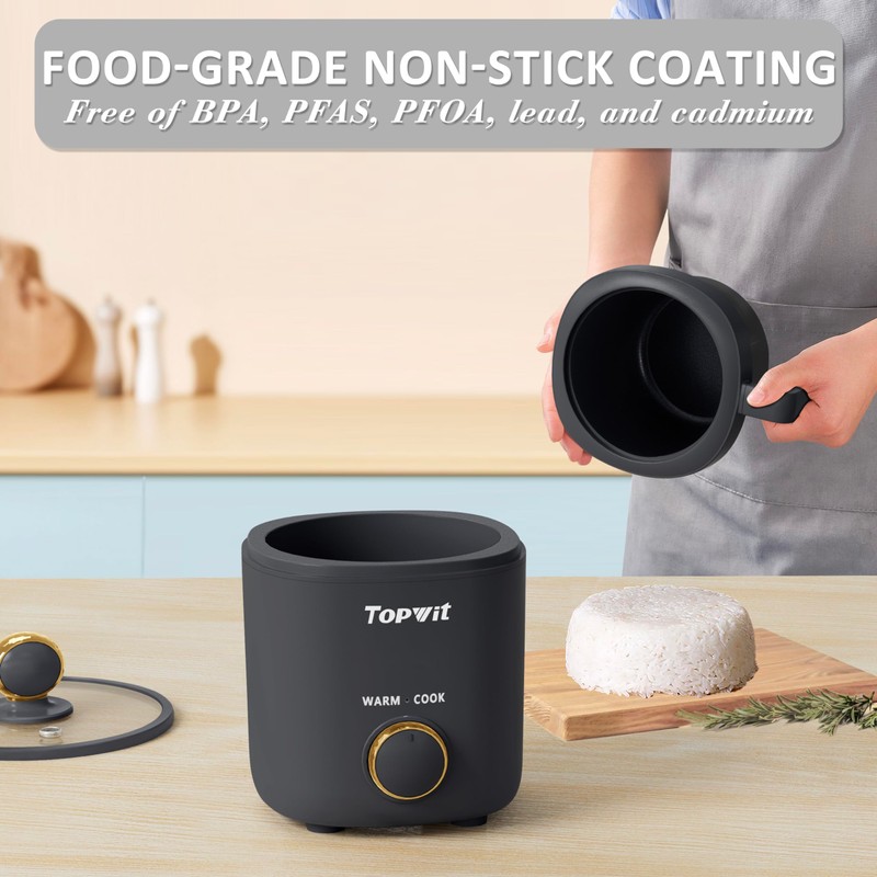 TOPWIT Rice Cooker Small, Mini Rice Cooker 2 Cups Uncooked,
