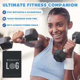 Workout Planner for Daily Fitness Tracking & Goals Setting - 4 Pack, A5 Size, 6” x 8”, Charcoal Gray - Improved Thicker Cover - Men & Women Home & Gym Training Diary - Log Book - by Workout Log Gym