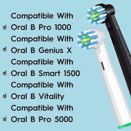 Replacement Heads Compatible with Oral B Pro 1000, Genius X, Smart 1500 Electric Toothbrush, Toothbrush Heads Compatible with Oral B for Teeth Cleaning, 14 Pack Black/White