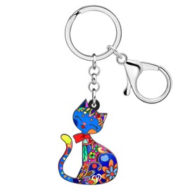 LONYOO Llavero de acrílico con diseño de gatito y gato, llavero para llaves de coche, regalos para amantes de los gatos, mujeres y niñas, Lapis, M