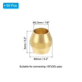 PATIKIL Brass Compression Sleeves Ferrules for 1/8 Inch OD Tube, 25 Pack Brass Ferrule Fitting Brass Compression Tube Fitting Ring Assortment Kit for Air Water Gas Pipe Line Fitting Oil