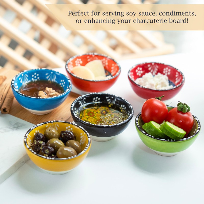 Elyese Ceramic Small Dipping Bowls Set of 6, 3.5 Oz