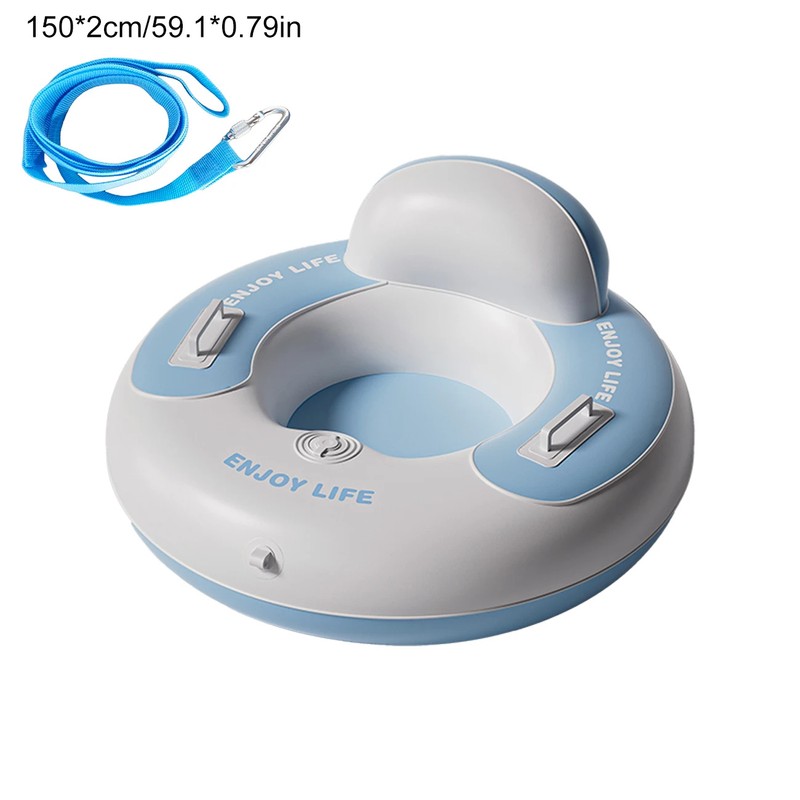 34.3 Inch Inflatable Snow Tube with Backrest and Handles, Thickened