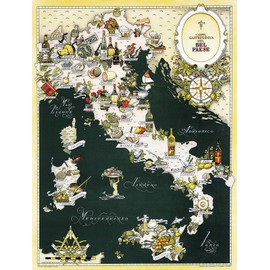 Liyinriyns Retro Metal Tin Sign Gourmet Map of Italy Gastronomical Cuisine Food Italian Regions Sign for Outdoor & Indoor Wall Poster Home Bar Shop Decorations Coffee Vintage Sign Gift 12X8 in