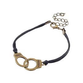 Miniblings Handcuffs Bracelet Thumb Clamps Police Cord Metal Bronze Fashion Jewellery Handmade Women's Girls Charm Bracelet, Metal