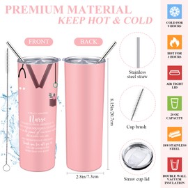 Buryeah 2 Pcs Nurse Week Appreciation Gifts Nursing Tote Bag 20 oz Tumbler Cup with Lid Thank You Gift Women Nurse(Pink)