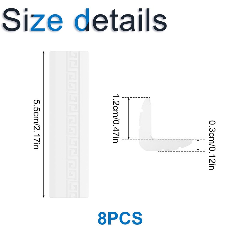 INCREWAY Baseboard Corner Blocks, 8PCS Silicone Self Adhesive Safety Corner