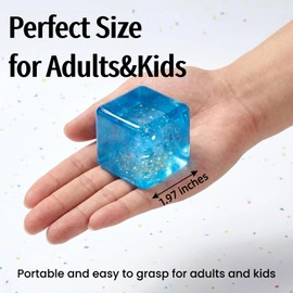3Pcs Glitter Squishy Cube,Slow Rise Stress Cubes,Sugar Squeeze Toys