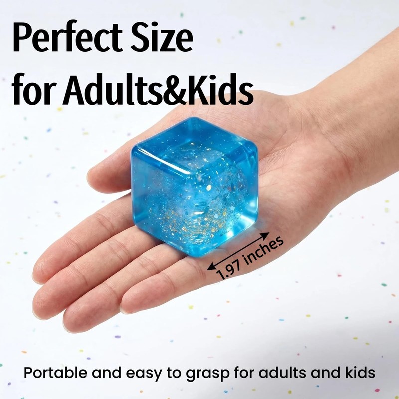 3Pcs Glitter Squishy Cube,Slow Rise Stress Cubes,Sugar Squeeze Toys