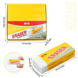 M&G 20 Pack Pencil Erasers for Kids, White Erasers Bulk, Art Erasers for Drawing Sketching, for Artists, Office School Supplies Classroom Essentials
