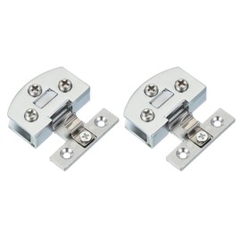PATIKIL 1-1/8" Cabinet Glass Door Hinge, Steel,Zinc Alloy 2Pcs Wine Cabinet Clamp Frameless Cabinet Glass Clip No Drilling with Screw for 5-7mm Drawer Display Showcase,Bright Silver