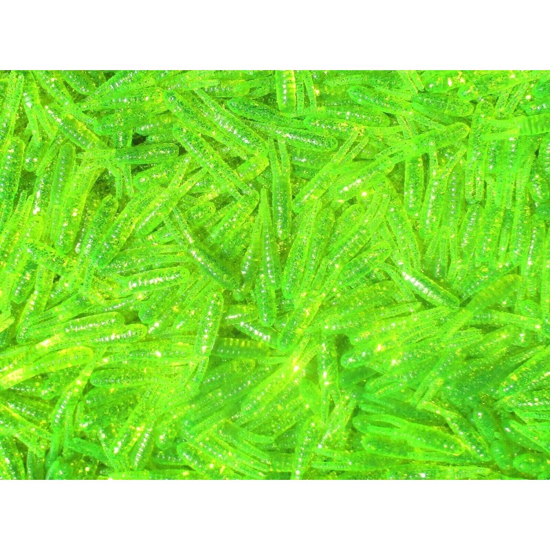 ALL AMERICAN 25ct CHARTREUSE SILVER FLAKE 1.5" SPLIT TAIL BEETLES