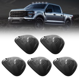 AMEXMART 5Pcs LED Cab Lights, Smoked Cab Roof Top Clearance Marker Lights Plug and Play Replacement Assemblies Compatible with Ford 1999-2016 F150 F250 F350 F450 F550 Super Duty Pickup Trucks SUV