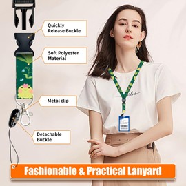 Cute Frog Lanyards for ID Badges, Funny ID Badge Holder with Breakaway Lanyard Retractable Badge Reel, ID Card Holder Keychain Name Badge Clip for Teacher Nurse Student