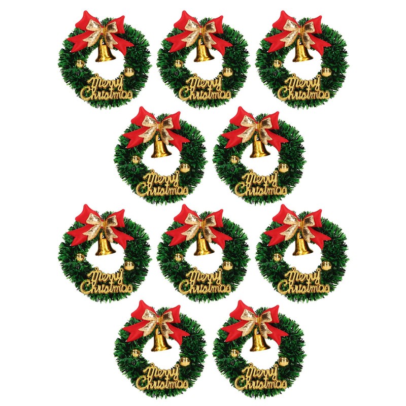 10PCS Dollhouse Christmas Wreaths Simulation Plastic Garland Model for 1/12