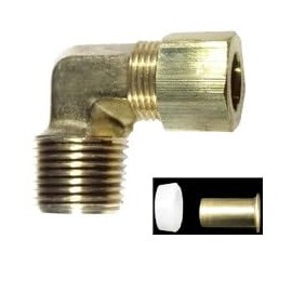 5/16" Brass Compression x 1/8" Male 90 Elbow w/Plastic Sleeve and Tube Insert for Poly Tubing (16 PK)