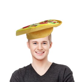 Pizza Hat - Realistic Food Costume Headwear with Cheese & Toppings - Fun Party Costume Accessory for Adults -Ideal for Themed Parties, Events & Festivals