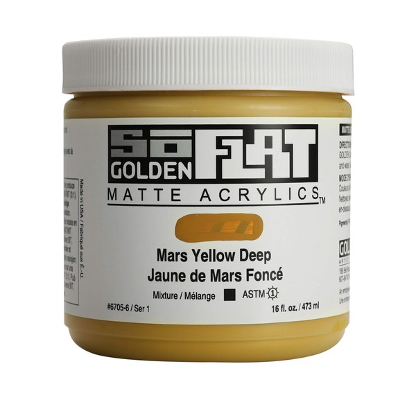 SoFlat Matte Acrylics by GOLDEN, Mars Yellow Deep, 16 fl.