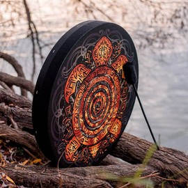 Firlar Turtle Shaman Drum,10 Inch Turtle Pattern Handmade Shaman Drum With Drum Stick,Spiritual Instrument,Exquisite Look, Siberian Drum Spirit Music Symbol,Sound Healer Shaman Drum
